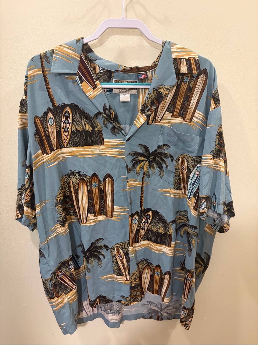 Kalaheo Men's Light Blue Hawaiian Button-Down Shirt